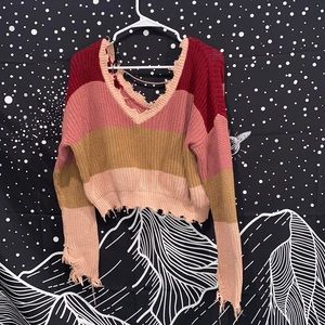 WAFFLE OFF THE SHOULDER SWEATER